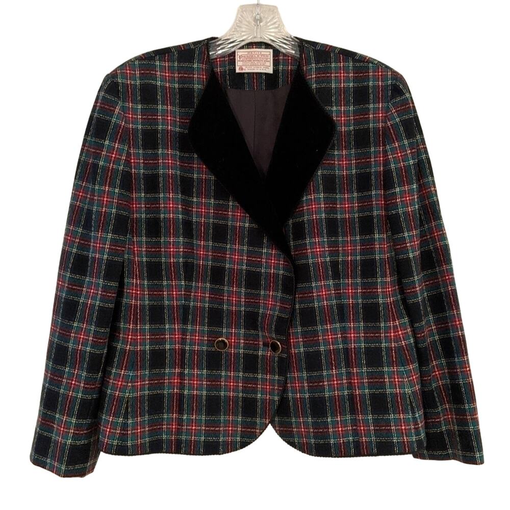 Pendleton 100% Wool Black Stewart Tartan Blazer